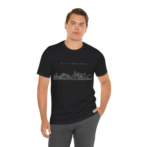 Pittsburgh One Line Drawing of Skyline T-Shirt - Unisex bella+canvas 3001 T-Shirt - YinzerShop