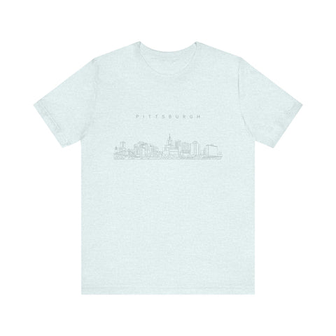 Pittsburgh One Line Drawing of Skyline T-Shirt - Unisex bella+canvas 3001 T-Shirt - YinzerShop