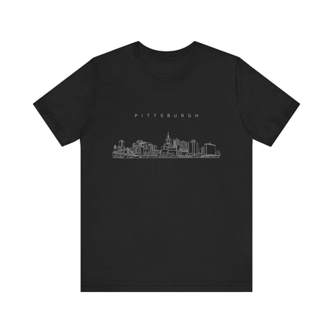 Pittsburgh One Line Drawing of Skyline T-Shirt - Unisex bella+canvas 3001 T-Shirt - YinzerShop