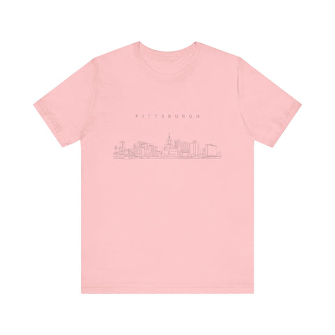 Pittsburgh One Line Drawing of Skyline T-Shirt - Unisex bella+canvas 3001 T-Shirt - YinzerShop