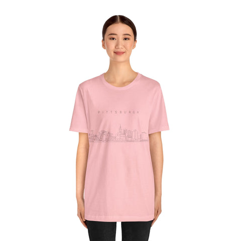 Pittsburgh One Line Drawing of Skyline T-Shirt - Unisex bella+canvas 3001 T-Shirt - YinzerShop