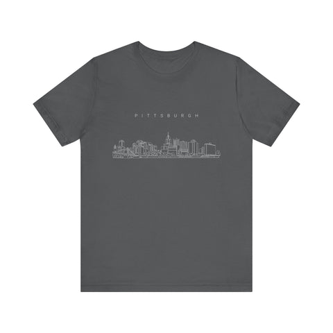 Pittsburgh One Line Drawing of Skyline T-Shirt - Unisex bella+canvas 3001 T-Shirt - YinzerShop