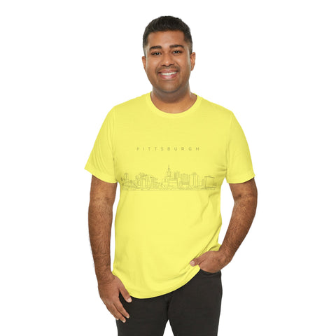 Pittsburgh One Line Drawing of Skyline T-Shirt - Unisex bella+canvas 3001 T-Shirt - YinzerShop