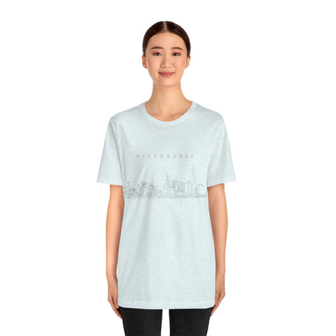 Pittsburgh One Line Drawing of Skyline T-Shirt - Unisex bella+canvas 3001 T-Shirt - YinzerShop