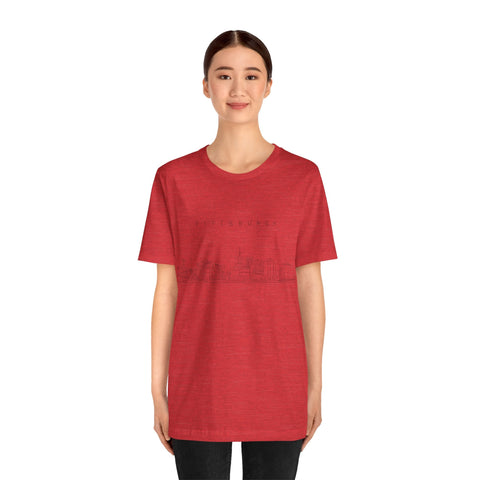 Pittsburgh One Line Drawing of Skyline T-Shirt - Unisex bella+canvas 3001 T-Shirt - YinzerShop