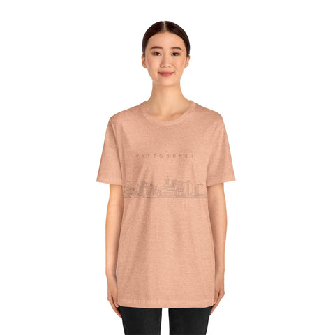 Pittsburgh One Line Drawing of Skyline T-Shirt - Unisex bella+canvas 3001 T-Shirt - YinzerShop