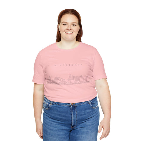 Pittsburgh One Line Drawing of Skyline T-Shirt - Unisex bella+canvas 3001 T-Shirt - YinzerShop
