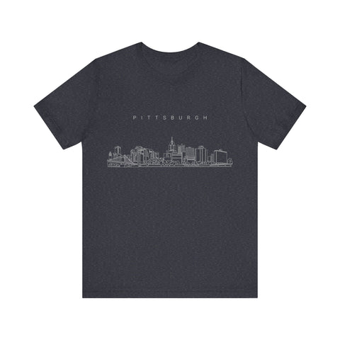 Pittsburgh One Line Drawing of Skyline T-Shirt - Unisex bella+canvas 3001 T-Shirt - YinzerShop