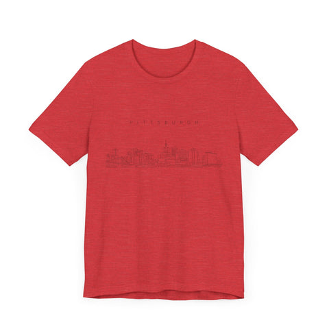 Pittsburgh One Line Drawing of Skyline T-Shirt - Unisex bella+canvas 3001 T-Shirt - YinzerShop