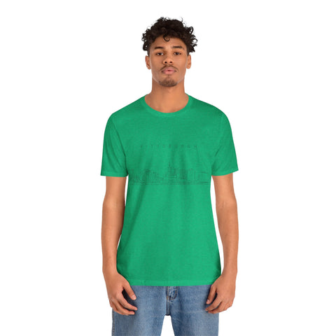 Pittsburgh One Line Drawing of Skyline T-Shirt - Unisex bella+canvas 3001 T-Shirt - YinzerShop