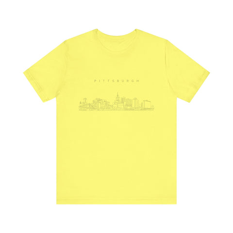 Pittsburgh One Line Drawing of Skyline T-Shirt - Unisex bella+canvas 3001 T-Shirt - YinzerShop