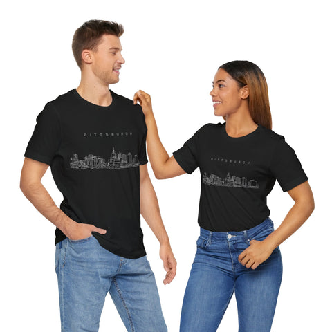 Pittsburgh One Line Drawing of Skyline T-Shirt - Unisex bella+canvas 3001 T-Shirt - YinzerShop