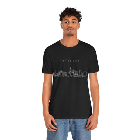 Pittsburgh One Line Drawing of Skyline T-Shirt - Unisex bella+canvas 3001 T-Shirt - YinzerShop