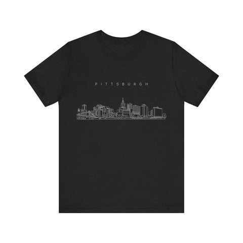 Pittsburgh One Line Drawing of Skyline T-Shirt - Unisex bella+canvas 3001 T-Shirt - YinzerShop