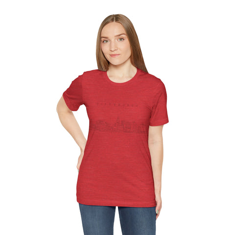 Pittsburgh One Line Drawing of Skyline T-Shirt - Unisex bella+canvas 3001 T-Shirt - YinzerShop