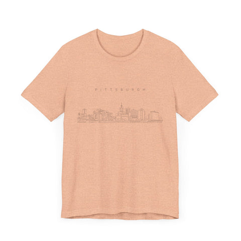 Pittsburgh One Line Drawing of Skyline T-Shirt - Unisex bella+canvas 3001 T-Shirt - YinzerShop