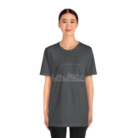 Pittsburgh One Line Drawing of Skyline T-Shirt - Unisex bella+canvas 3001 T-Shirt - YinzerShop