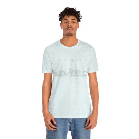 Pittsburgh One Line Drawing of Skyline T-Shirt - Unisex bella+canvas 3001 T-Shirt - YinzerShop