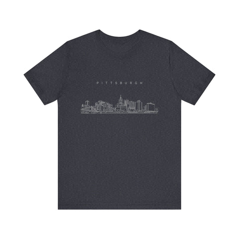 Pittsburgh One Line Drawing of Skyline T-Shirt - Unisex bella+canvas 3001 T-Shirt - YinzerShop
