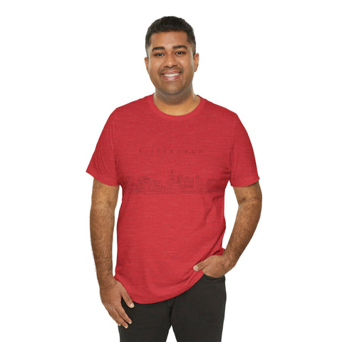 Pittsburgh One Line Drawing of Skyline T-Shirt - Unisex bella+canvas 3001 T-Shirt - YinzerShop