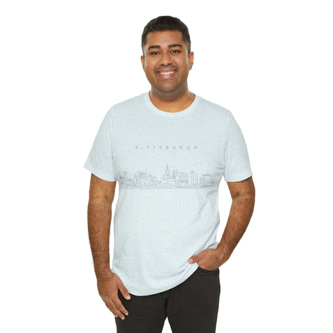 Pittsburgh One Line Drawing of Skyline T-Shirt - Unisex bella+canvas 3001 T-Shirt - YinzerShop