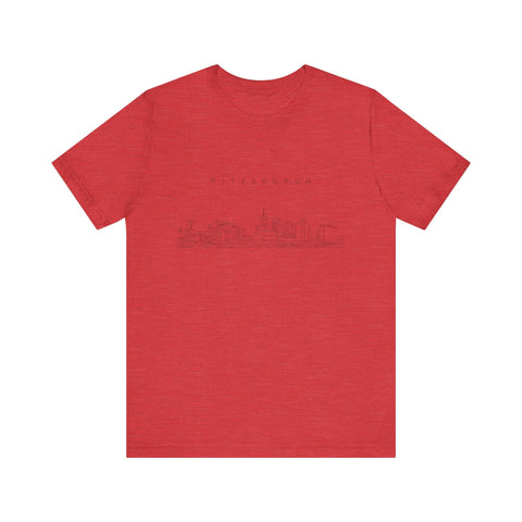 Pittsburgh One Line Drawing of Skyline T-Shirt - Unisex bella+canvas 3001 T-Shirt - YinzerShop