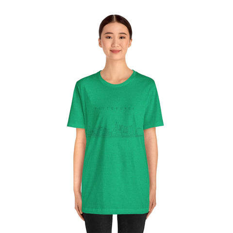 Pittsburgh One Line Drawing of Skyline T-Shirt - Unisex bella+canvas 3001 T-Shirt - YinzerShop