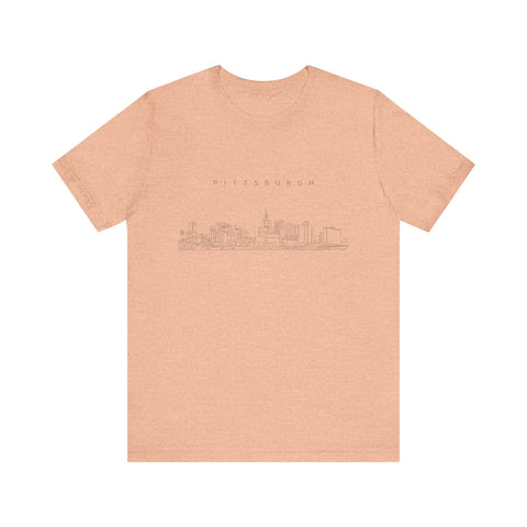 Pittsburgh One Line Drawing of Skyline T-Shirt - Unisex bella+canvas 3001 T-Shirt - YinzerShop
