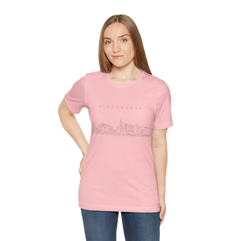 Pittsburgh One Line Drawing of Skyline T-Shirt - Unisex bella+canvas 3001 T-Shirt - YinzerShop