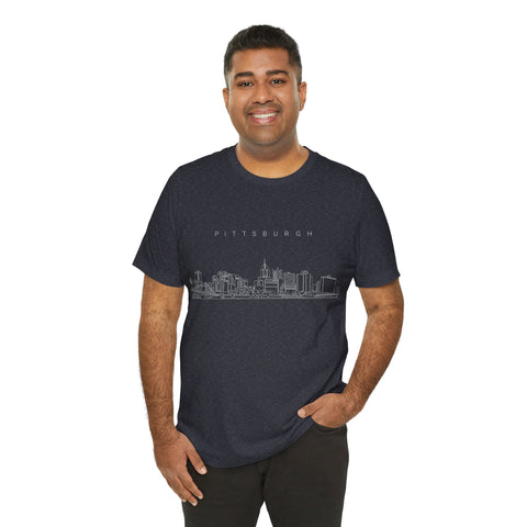 Pittsburgh One Line Drawing of Skyline T-Shirt - Unisex bella+canvas 3001 T-Shirt - YinzerShop