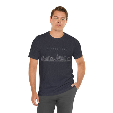 Pittsburgh One Line Drawing of Skyline T-Shirt - Unisex bella+canvas 3001 T-Shirt - YinzerShop