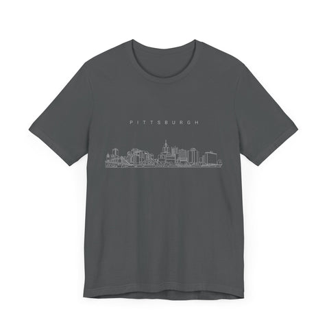 Pittsburgh One Line Drawing of Skyline T-Shirt - Unisex bella+canvas 3001 T-Shirt - YinzerShop