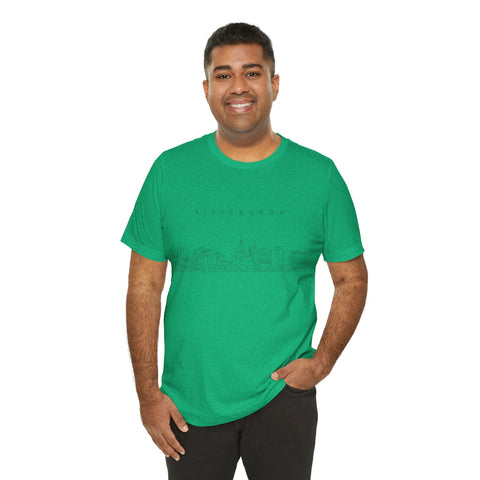 Pittsburgh One Line Drawing of Skyline T-Shirt - Unisex bella+canvas 3001 T-Shirt - YinzerShop
