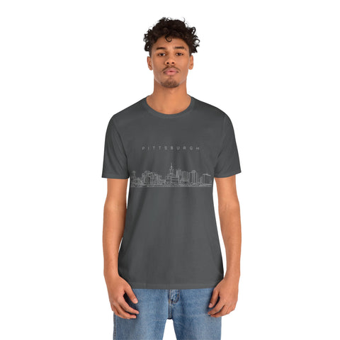 Pittsburgh One Line Drawing of Skyline T-Shirt - Unisex bella+canvas 3001 T-Shirt - YinzerShop