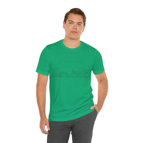 Pittsburgh One Line Drawing of Skyline T-Shirt - Unisex bella+canvas 3001 T-Shirt - YinzerShop
