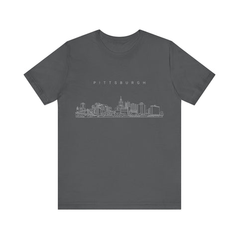 Pittsburgh One Line Drawing of Skyline T-Shirt - Unisex bella+canvas 3001 T-Shirt - YinzerShop