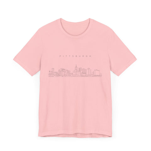 Pittsburgh One Line Drawing of Skyline T-Shirt - Unisex bella+canvas 3001 T-Shirt - YinzerShop