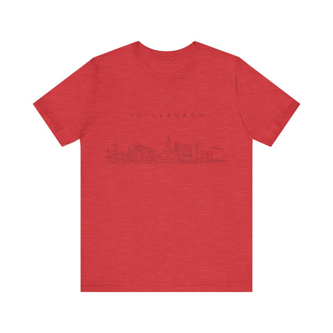 Pittsburgh One Line Drawing of Skyline T-Shirt - Unisex bella+canvas 3001 T-Shirt - YinzerShop