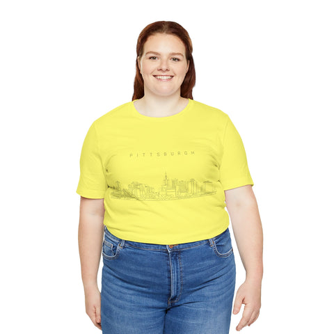 Pittsburgh One Line Drawing of Skyline T-Shirt - Unisex bella+canvas 3001 T-Shirt - YinzerShop
