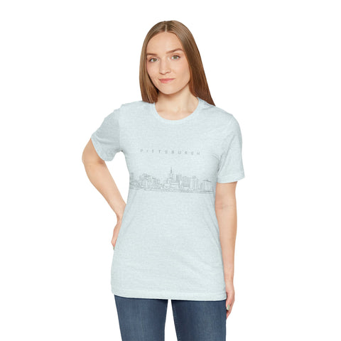 Pittsburgh One Line Drawing of Skyline T-Shirt - Unisex bella+canvas 3001 T-Shirt - YinzerShop