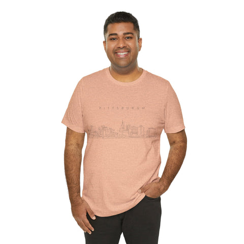 Pittsburgh One Line Drawing of Skyline T-Shirt - Unisex bella+canvas 3001 T-Shirt - YinzerShop
