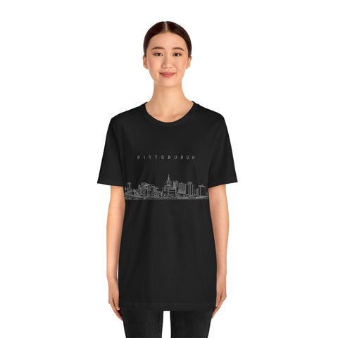 Pittsburgh One Line Drawing of Skyline T-Shirt - Unisex bella+canvas 3001 T-Shirt - YinzerShop