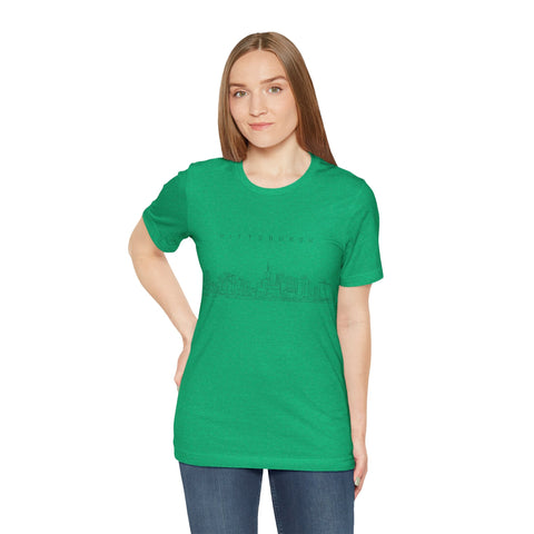 Pittsburgh One Line Drawing of Skyline T-Shirt - Unisex bella+canvas 3001 T-Shirt - YinzerShop