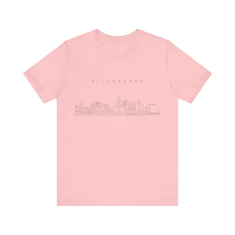 Pittsburgh One Line Drawing of Skyline T-Shirt - Unisex bella+canvas 3001 T-Shirt - YinzerShop