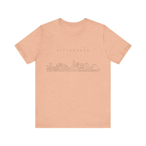 Pittsburgh One Line Drawing of Skyline T-Shirt - Unisex bella+canvas 3001 T-Shirt - YinzerShop