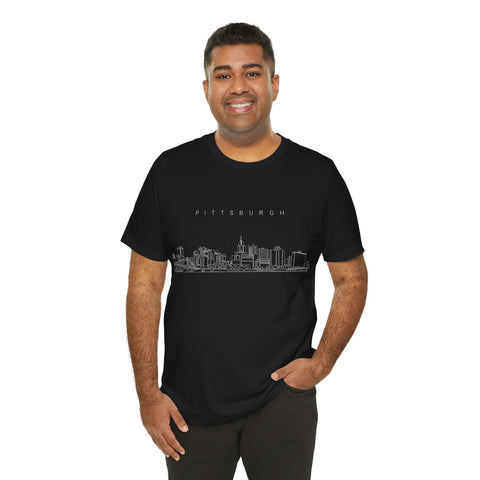 Pittsburgh One Line Drawing of Skyline T-Shirt - Unisex bella+canvas 3001 T-Shirt - YinzerShop