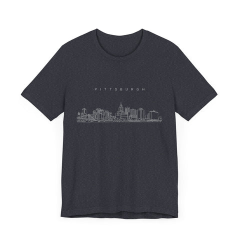 Pittsburgh One Line Drawing of Skyline T-Shirt - Unisex bella+canvas 3001 T-Shirt - YinzerShop