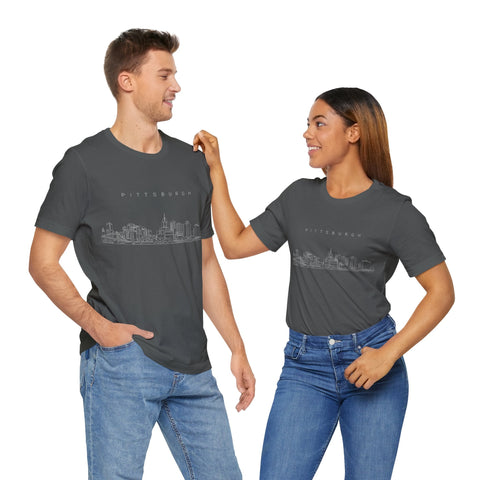 Pittsburgh One Line Drawing of Skyline T-Shirt - Unisex bella+canvas 3001 T-Shirt - YinzerShop