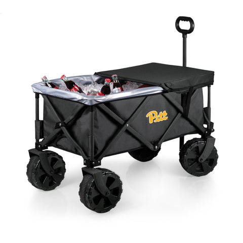 Pittsburgh Panthers All Terrain Utility Wagon – Folding Beach Wagon with Cooler & Big Wheels Licensed - YinzerShop
