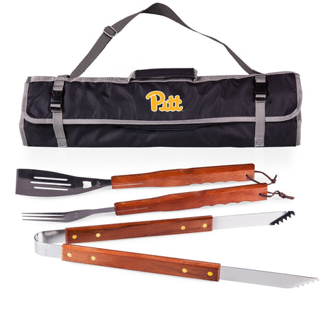 Pittsburgh Panthers BBQ Tote Grill Set - 3 Piece Stainless Steel BBQ Tools Licensed - YinzerShop